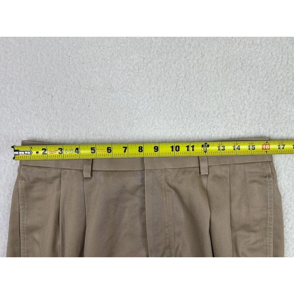 L.L. Bean Pants Mens 32x24 Beige Classic Fit Cotton Chino Pleated Casual - Picture 6 of 10